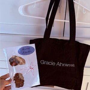 Gracie Abrams Black Tote Bag with sticker sheet